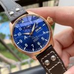 Copy IWC Pilot Mark XVIII Watches Rose Gold Blue Dial 44mm